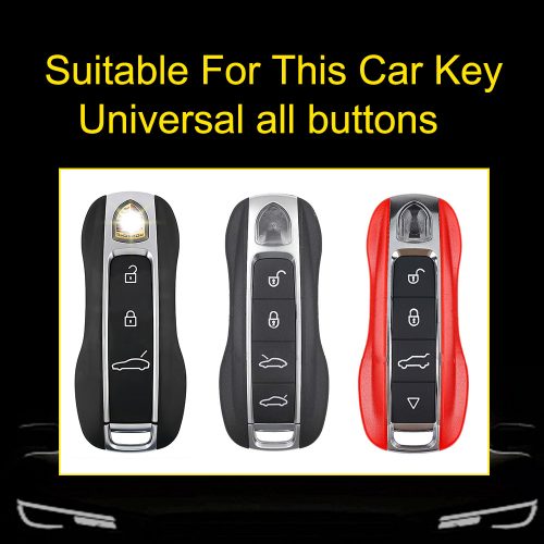 POB1T1-White Transparent Button-Red Plating- Car Key Cover For Porsche