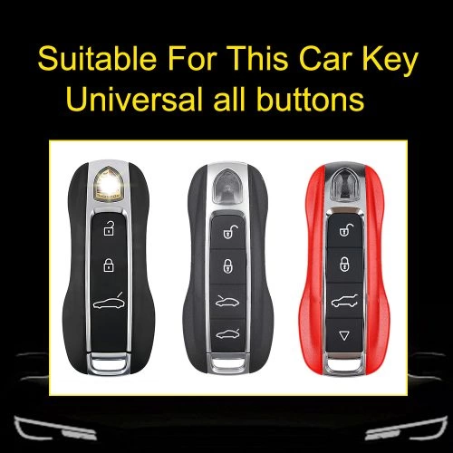 POB1T1-White Transparent Button-Black Plating- Car Key Cover For Porsche