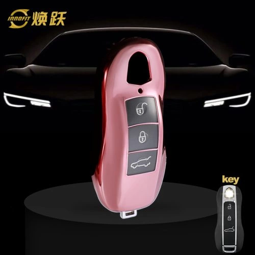 POB1T1-White Transparent Button-Rose Gold Plating- Car Key Cover For Porsche