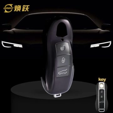 POB1T1-White Transparent Button-Black Plating- Car Key Cover For Porsche