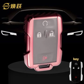 CEC1T1-White Transparent Button-Rose Gold Plating- Car Key Cover For Chevrolet