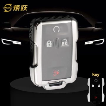 CEC1T1-White Transparent Button-Silver Plating- Car Key Cover For Chevrolet
