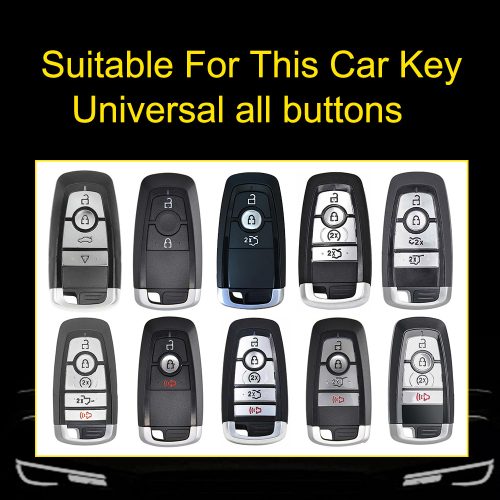 FOB1T1-White Transparent Button-Red Plating- Car Key Cover For Ford