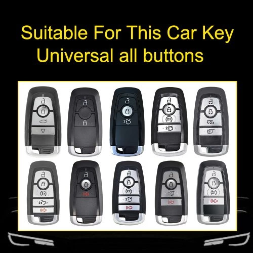 FOB1T1-White Transparent Button-Blue Plating- Car Key Cover For Ford