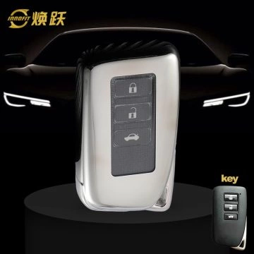 LEA1T1-White Transparent Button-Silver Plating- Car Key Cover For Lexus