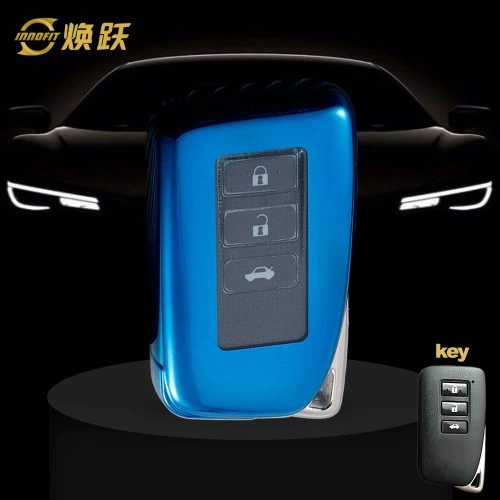 LEA1T1-White Transparent Button-Blue Plating- Car Key Cover For Lexus