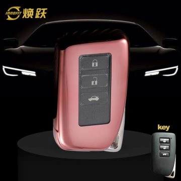 LEA1T1-White Transparent Button-Rose Gold Plating- Car Key Cover For Lexus