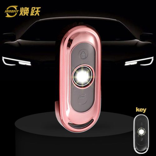 WMA1T1-White Transparent Button-Rose Gold Plating- Car Key Cover For WM