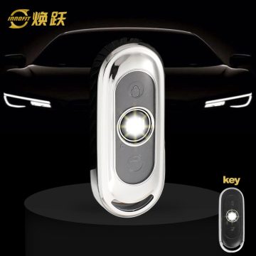 WMA1T1-White Transparent Button-Silver Plating- Car Key Cover For WM