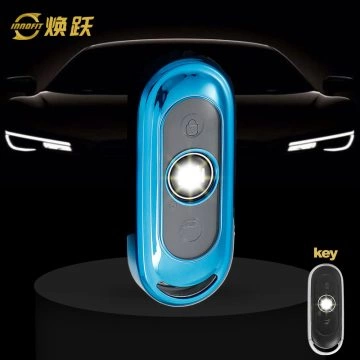 WMA1T1-White Transparent Button-Blue Plating- Car Key Cover For WM