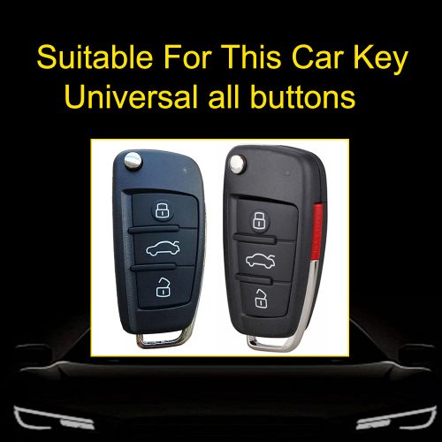 AUD1T1-White Transparent Button-Red Plating- Car Key Cover For Audi