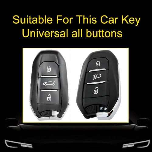 PUC1T1-White Transparent Button-Blue Plating- Car Key Cover For Peugeot