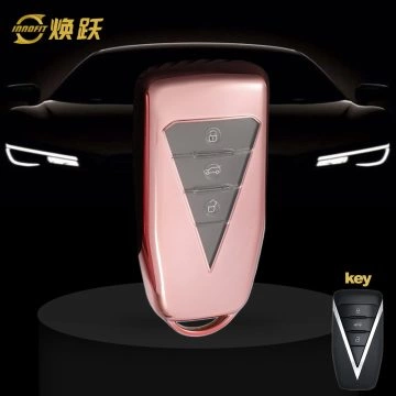 VEG1T1-White Transparent Button-Rose Gold Plating- Car Key Cover For Venucia