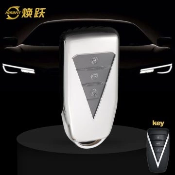 VEG1T1-White Transparent Button-Silver Plating- Car Key Cover For Venucia