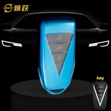 VEG1T1-White Transparent Button-Blue Plating- Car Key Cover For Venucia