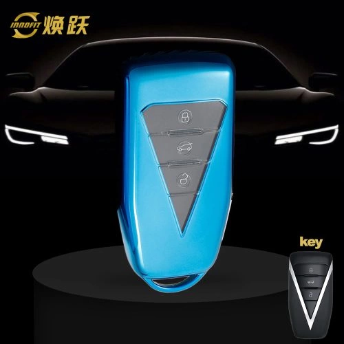 VEG1T1-White Transparent Button-Blue Plating- Car Key Cover For Venucia
