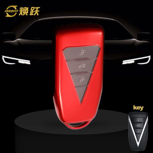 VEG1T1-White Transparent Button-Red Plating- Car Key Cover For Venucia