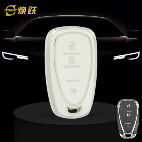 CEA1T1-White-Silver Plating- Car Key Cover For Chevrolet Holden