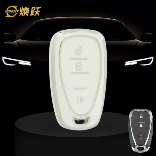 CEA1T1-White-Silver Plating- Car Key Cover For Chevrolet Holden