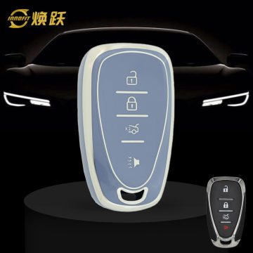 CEA2T1-Light Blue-Silver Plating- Car Key Cover For Chevrolet Holden