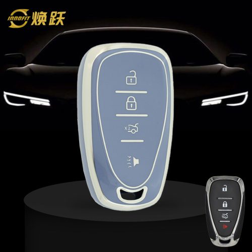 CEA2T1-Light Blue-Silver Plating- Car Key Cover For Chevrolet Holden