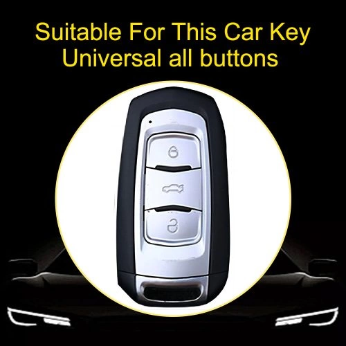 GEA1T1-White Transparent Button-Black Plating- Car Key Cover For Geely Auto