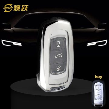 GEA1T1-White Transparent Button-Silver Plating- Car Key Cover For Geely Auto