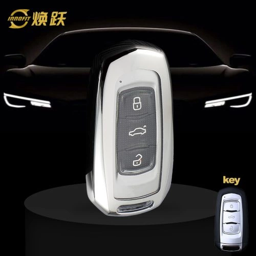 GEA1T1-White Transparent Button-Silver Plating- Car Key Cover For Geely Auto