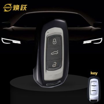 GEA1T1-White Transparent Button-Black Plating- Car Key Cover For Geely Auto