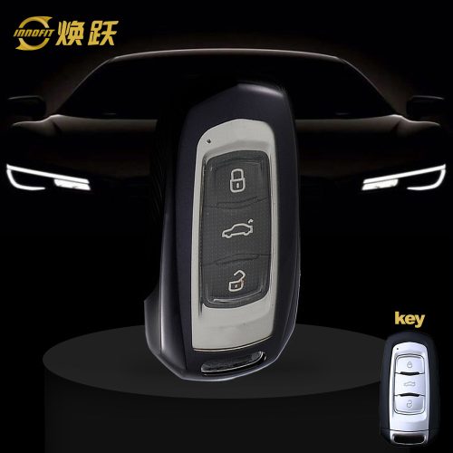 GEA1T1-White Transparent Button-Black Plating- Car Key Cover For Geely Auto