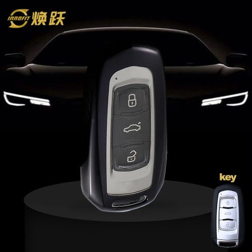 GEA1T1-White Transparent Button-Black Plating- Car Key Cover For Geely Auto