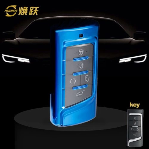 TRA1T1-White Transparent Button-Blue Plating- Car Key Cover For Trumpchi