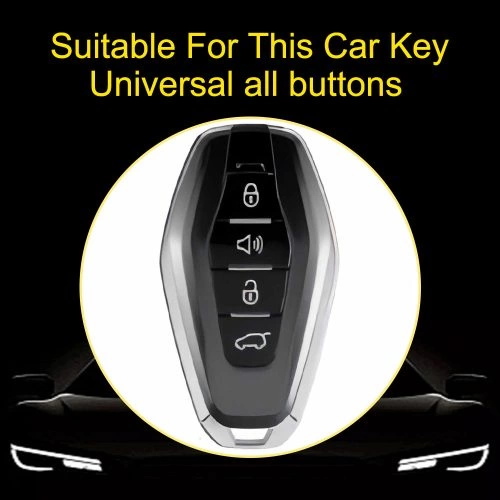 CRE1T1-White Transparent Button-Black Plating- Car Key Cover For Chery