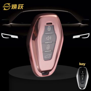 CRE1T1-White Transparent Button-Rose Gold Plating- Car Key Cover For Chery