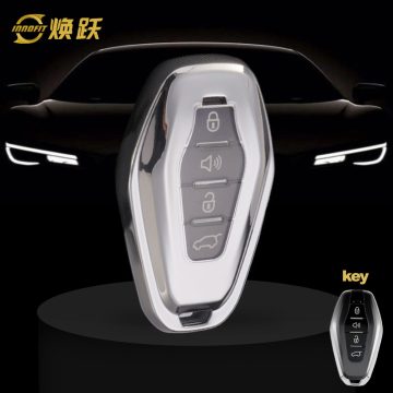 CRE1T1-White Transparent Button-Silver Plating- Car Key Cover For Chery