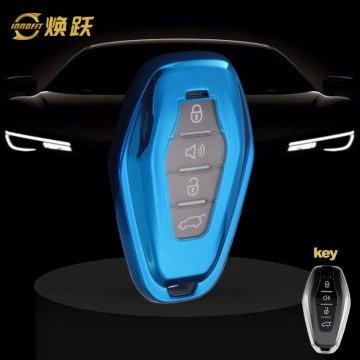 CRE1T1-White Transparent Button-Blue Plating- Car Key Cover For Chery
