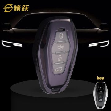 CRE1T1-White Transparent Button-Black Plating- Car Key Cover For Chery
