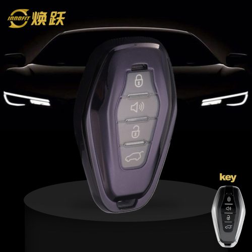 CRE1T1-White Transparent Button-Black Plating- Car Key Cover For Chery