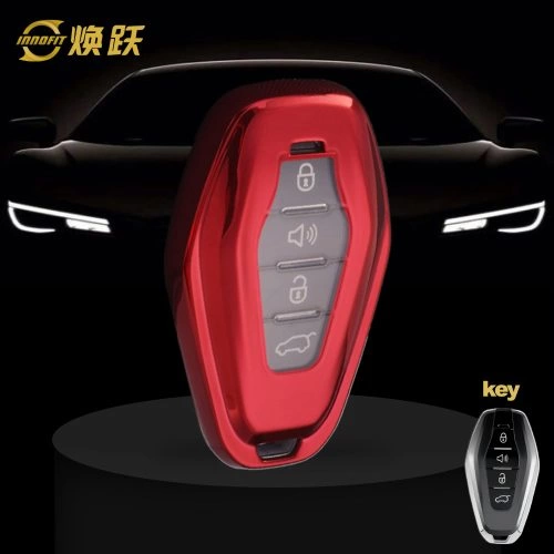 CRE1T1-White Transparent Button-Red Plating- Car Key Cover For Chery