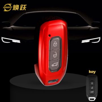 FOH1T1-White Transparent Button-Red Plating- Car Key Cover For Ford