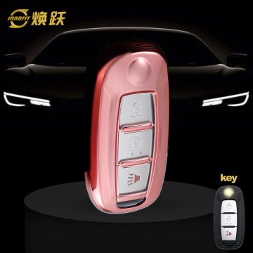 VEH1T1-White Transparent Button-Rose Gold Plating- Car Key Cover For Venucia