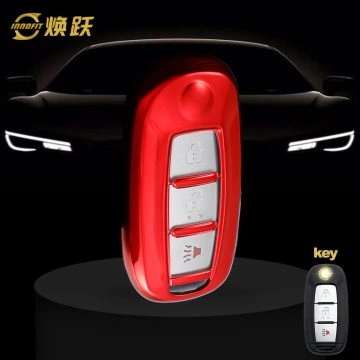 VEH1T1-White Transparent Button-Red Plating- Car Key Cover For Venucia