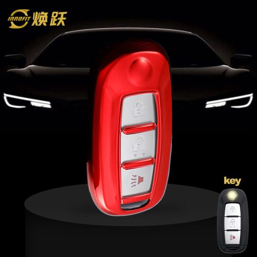 VEH1T1-White Transparent Button-Red Plating- Car Key Cover For Venucia