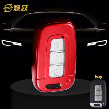 HYC1T1-White Transparent Button-Red Plating- Car Key Cover For Hyundai