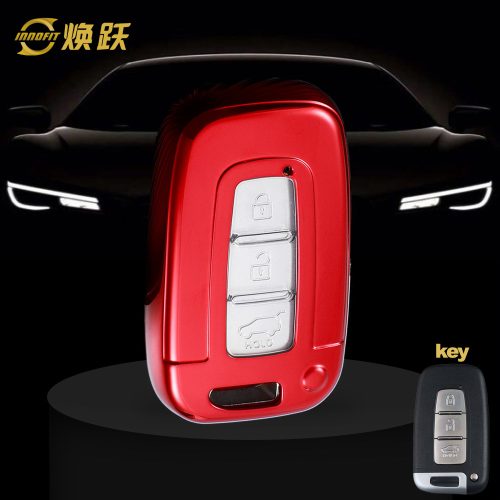 HYC1T1-White Transparent Button-Red Plating- Car Key Cover For Hyundai