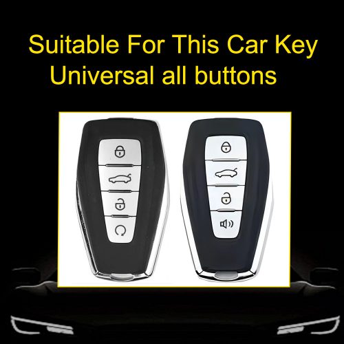 GEB1T1-White Transparent Button-Silver Plating- Car Key Cover For Geely Auto