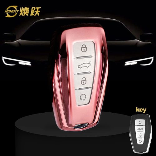 GEB1T1-White Transparent Button-Rose Gold Plating- Car Key Cover For Geely Auto