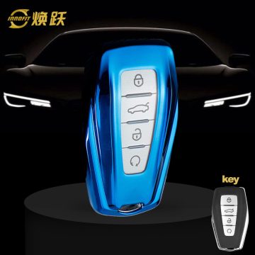 GEB1T1-White Transparent Button-Blue Plating- Car Key Cover For Geely Auto