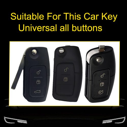 FOE1T1-White Transparent Button-Red Plating- Car Key Cover For Ford