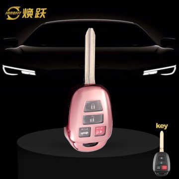 TOP1T1-White Transparent Button-Rose Gold Plating- Car Key Cover For Toyota